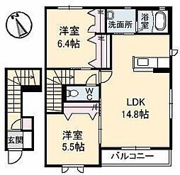 フレンチ・モモ 2LDKの間取図画像