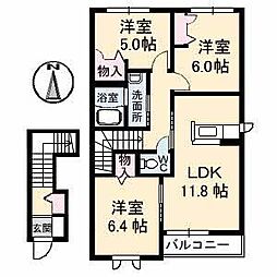 レジデンス原尾島E 3LDKの間取図画像