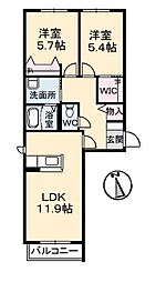 コンソラーレ弐番館 2LDKの間取図画像