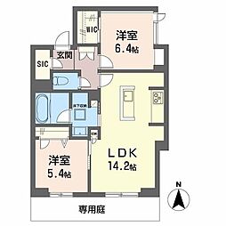 シャーメゾン大元 2LDKの間取図画像