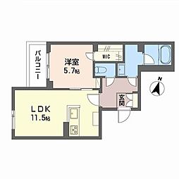 アリスティオ 1LDKの間取図画像