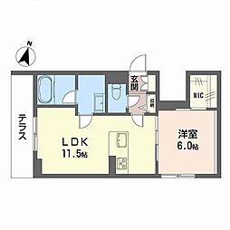 アリスティオ 1LDKの間取図画像