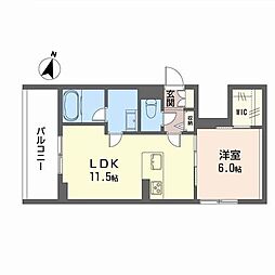 アリスティオ 1LDKの間取図画像