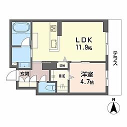 シャーメゾンエバンス 1LDKの間取図画像