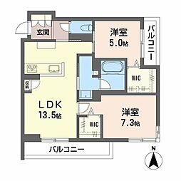シャーメゾンエバンス 2LDKの間取図画像