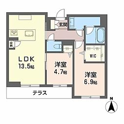 シャーメゾンエバンス 2LDKの間取図画像