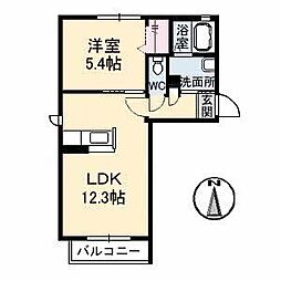 シャーメゾン桜 1LDKの間取図画像