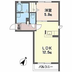 シャーメゾンデュオB 1LDKの間取図画像