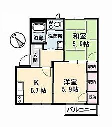 エトワール　Ｃ棟 2階2Kの間取り