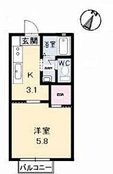 メゾン・デラ・WC棟 1Kの間取図画像