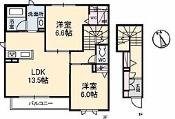 シャリテ 2階2LDKの間取り