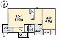 ピゴラーレII 1階1LDKの間取り
