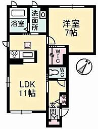 Ｈａｐｐｉｎｅｓｓ 1階1LDKの間取り