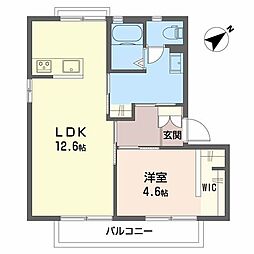 バリュージュ梶谷A 1LDKの間取図画像