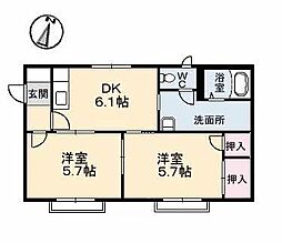 フレグランス梶谷 2DKの間取図画像