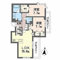 ビィアン アテリア 2LDKの間取図画像