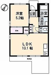 ヴェルジュB 1LDKの間取図画像