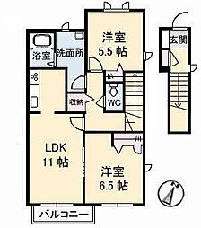 ノースヴェレッジ5B 2LDKの間取図画像