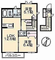 アローゼB 2LDKの間取図画像