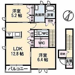 カーサ・ヴェルデA 2LDKの間取図画像