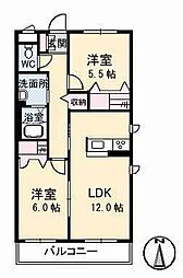 トリニティーコートB 2LDKの間取図画像