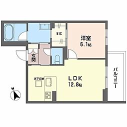 ネオブランコート 1LDKの間取図画像
