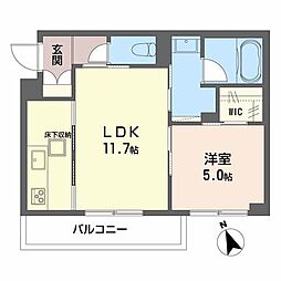 ネオブランコート 1LDKの間取図画像