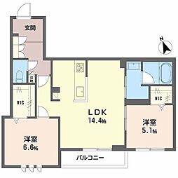 ネオブランコート 2LDKの間取図画像