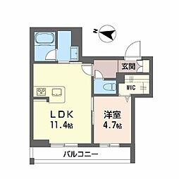 竹仲屋 1LDKの間取図画像