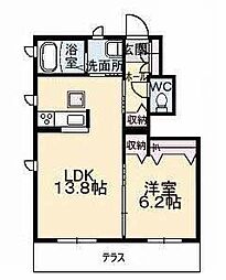 アローゼB 1LDKの間取図画像