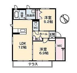 グランマスト茶屋町A 2LDKの間取図画像