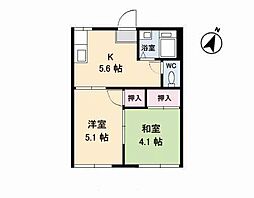 ハイツ千代 2Kの間取図画像