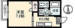 アルカディア3 1Kの間取図画像
