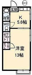 こやまハイツ 2Kの間取図画像