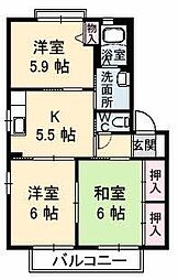 シャーメゾンレーヴ叶A 3Kの間取図画像