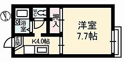 グリーンゲーブルス 1Kの間取図画像