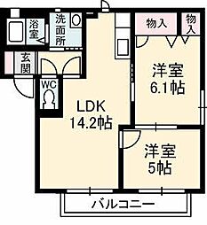 サニーズ福庭2A 2LDKの間取図画像