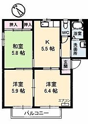 グリーンヴィラA 3Kの間取図画像