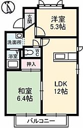 サニーズ福庭2B 2LDKの間取図画像
