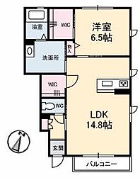 シャーメゾン雲山 1LDKの間取図画像