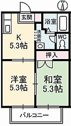 サニーズ福庭2A 2Kの間取図画像