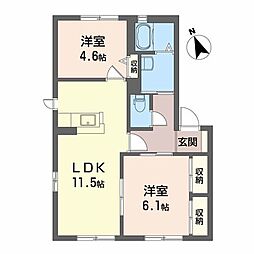 アメニティーハウス 2LDKの間取図画像
