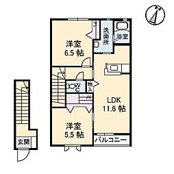 プレジールA 2LDKの間取図画像