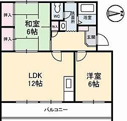 茜屋マンション 2LDKの間取図画像