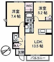 ブランドールユーC 2LDKの間取図画像
