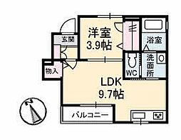 ローベルジュB 1LDKの間取図画像