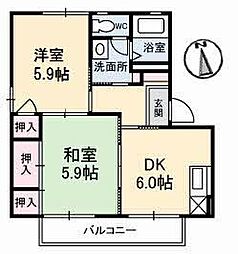 コーポ中的場8 2DKの間取図画像
