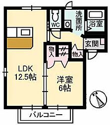 ジュネスエスポワールA 1LDKの間取図画像