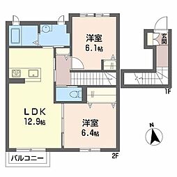 アトリエール 2LDKの間取図画像