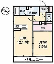 エクラージュC 1LDKの間取図画像